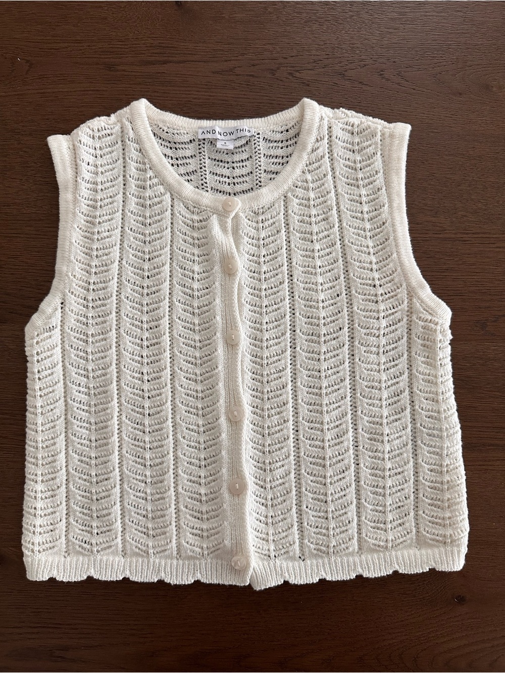 And Now This Ivory Knit Button Front Vest